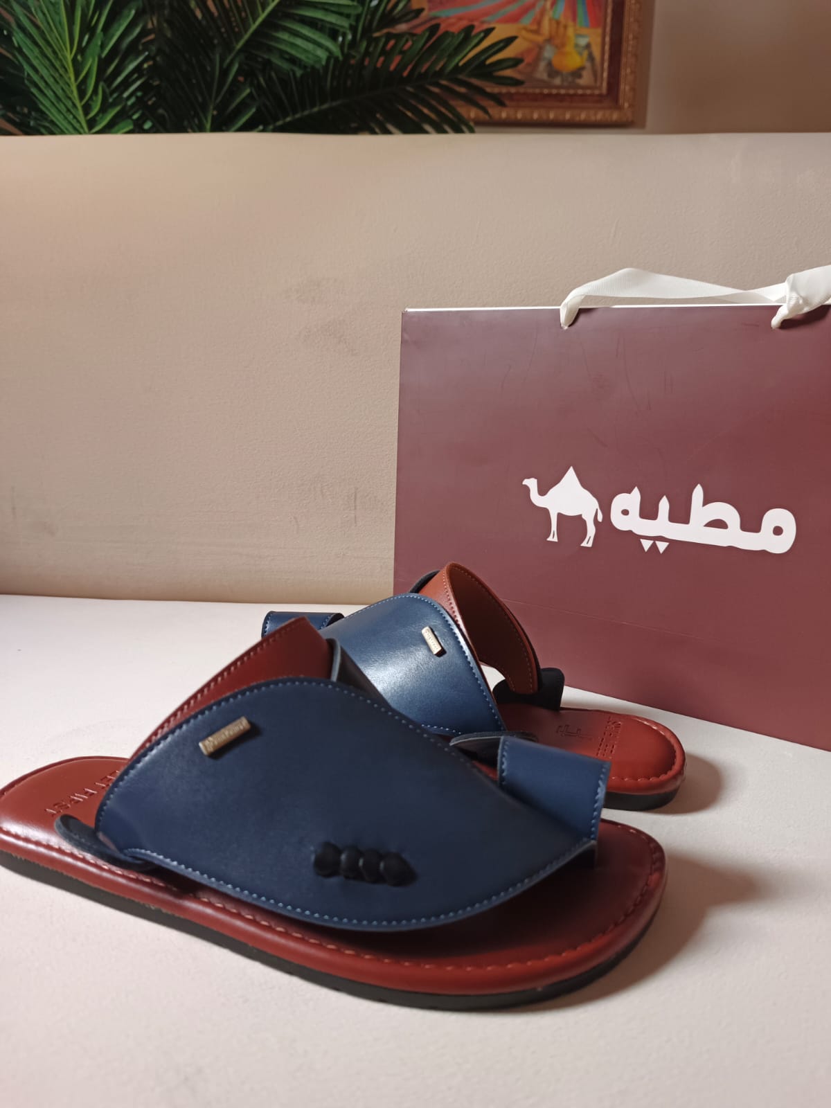 نعل شرقي مكس جلد كحلي  واسود وجملي