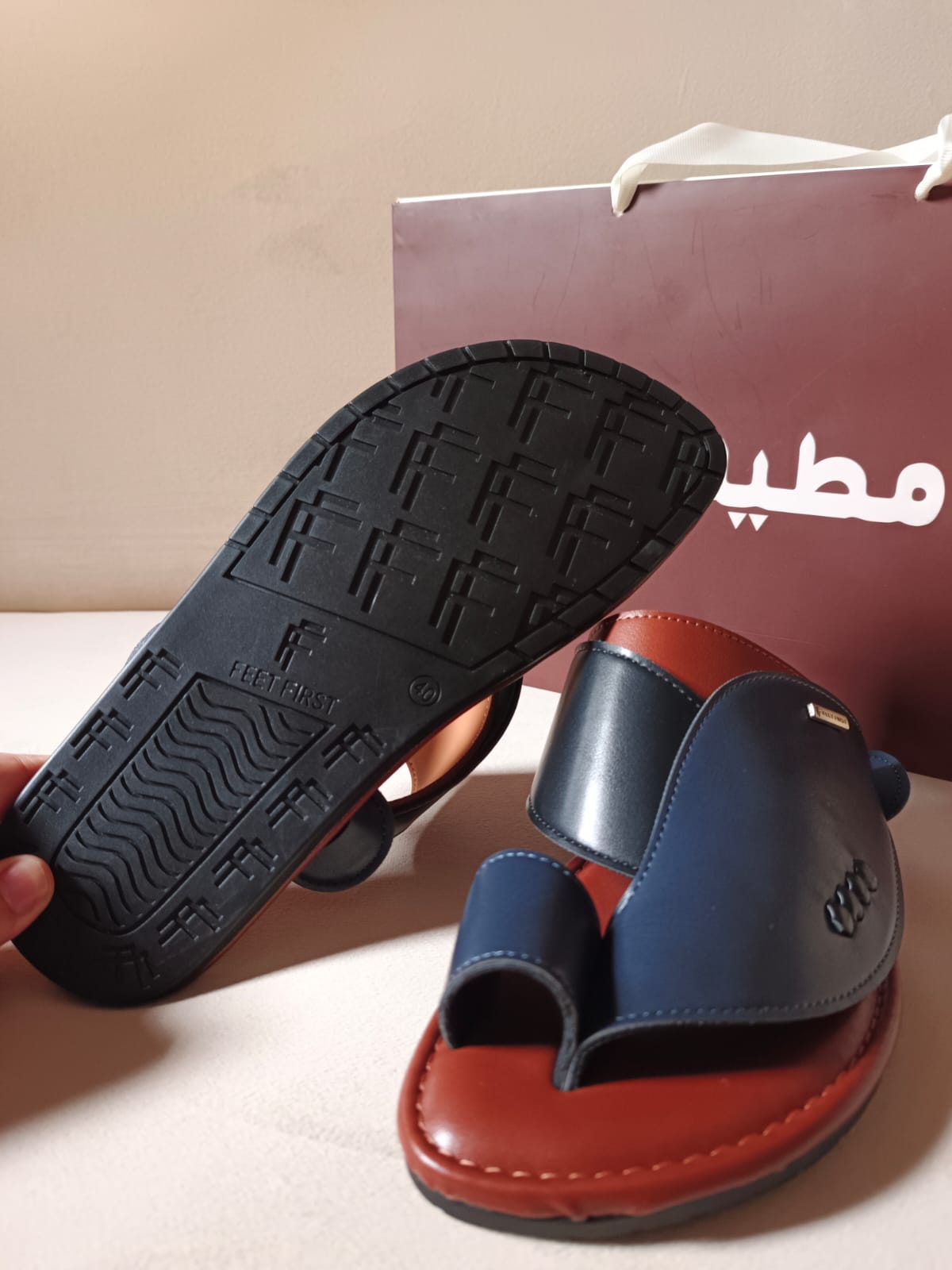 نعل شرقي مكس جلد كحلي  واسود وجملي